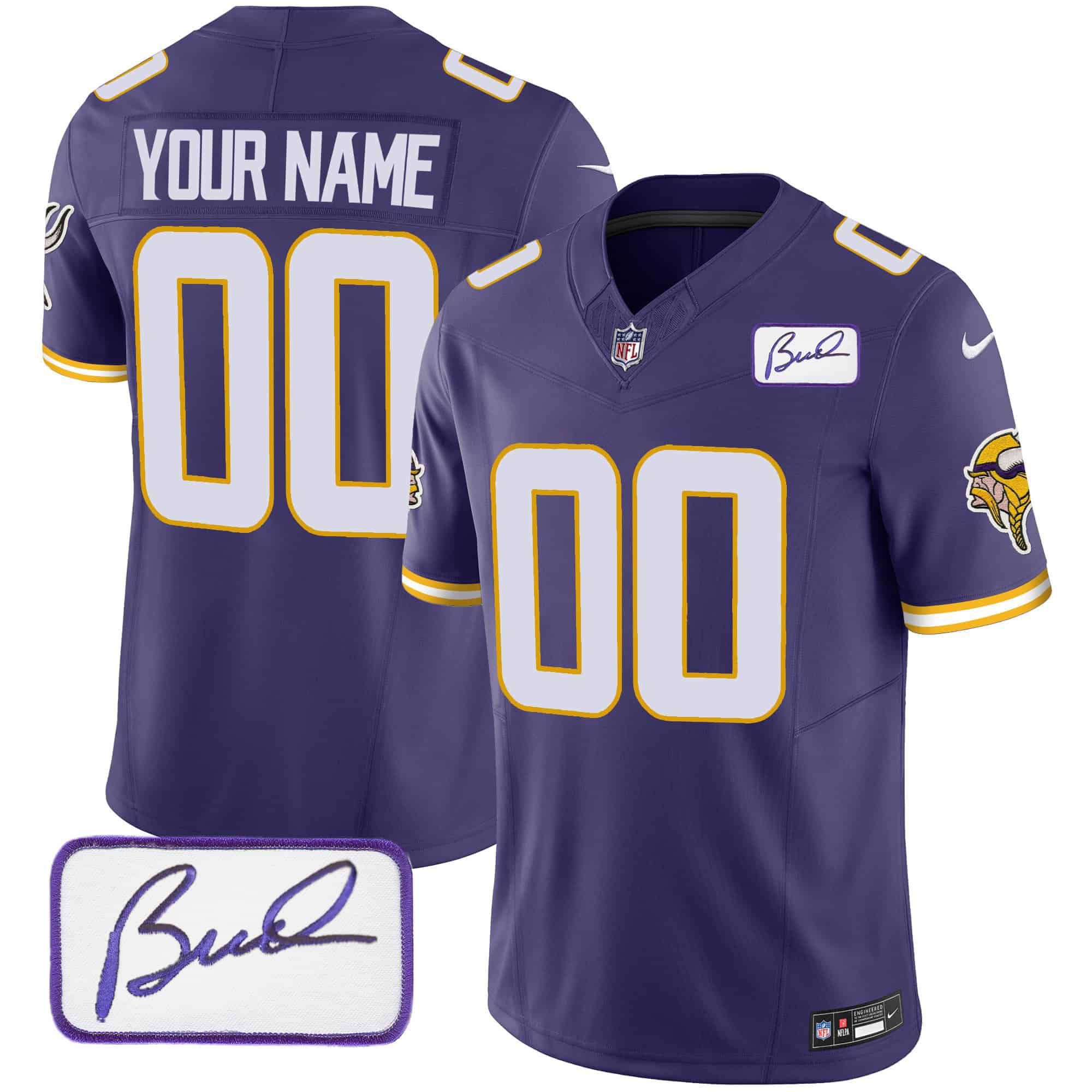 Men Minnesota Vikings Purple 2024 Nike Bud Grant Patch Classic Limited Custom NFL Jersey style 3